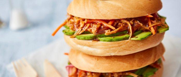 BBQ Jackfruit Bagel with Avocado - Stir it up Magazine