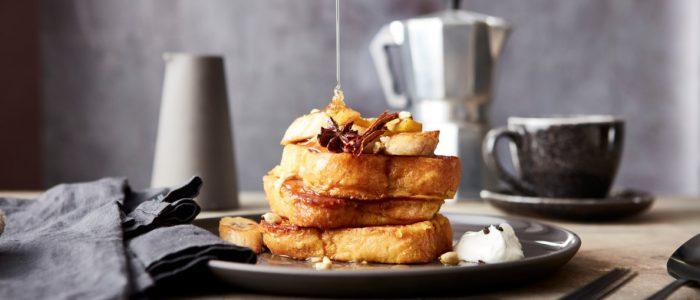 Brioche Loaf Spiced Bombay Toast, fried in Ghee with Mango, Banana, Honey and Cardamom Yoghurt - Sti