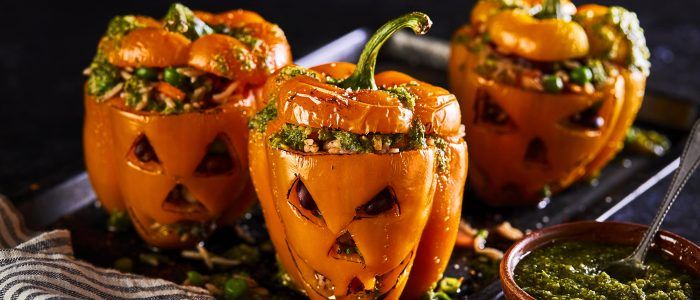 Halloween Stuffed Peppers - Stir it up Magazine