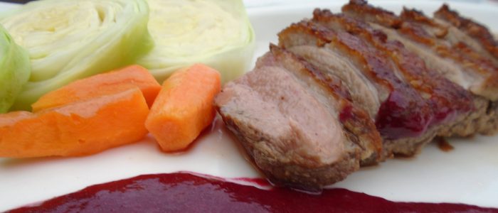 Roast duck breast with damson sauce - Stir it up Magazine