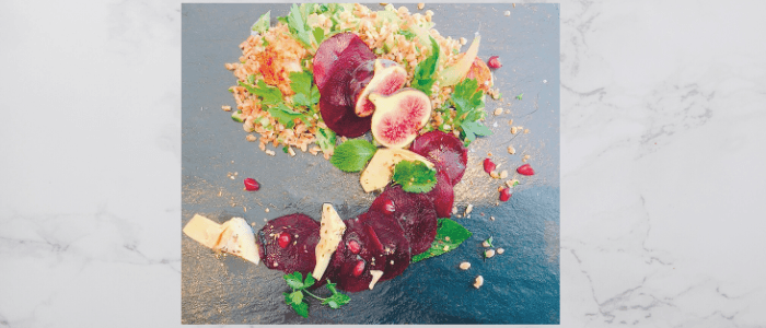 Beetroot Pastrami, Artichoke, Fig and wholegrain Freekeh Salad - Stir it up Magazine