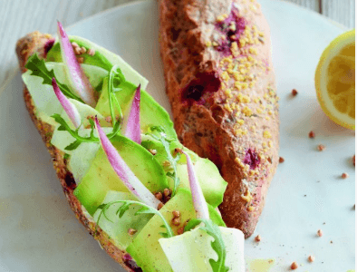 Délifrance Feel Good Beetroot and seeds baguette topped with avocado & celeriac - Stir it up Magazin