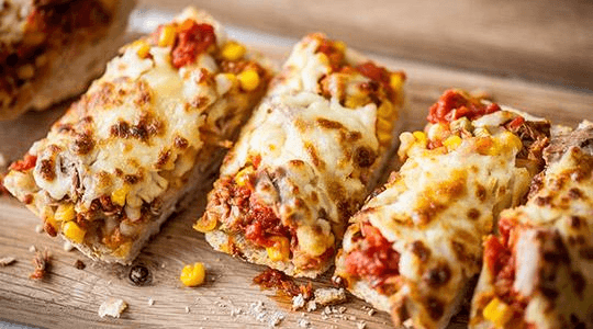 Tuna and Sweetcorn Ciabiatta Pizza and Salad - Stir it up Magazine