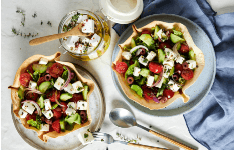 Greek Salad Tostada - Stir it up Magazine