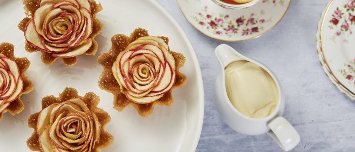 Honey Apple Rose with Cinnamon Custard - Stir it up Magazine