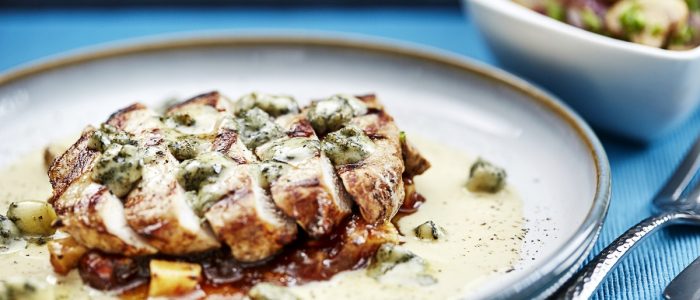 Pork Steak with Apples, Dates and Blue Cheese - Stir it up Magazine