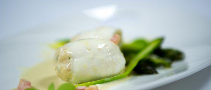 Stuffed poached trout with cauliflower purée - Stir it up Magazine