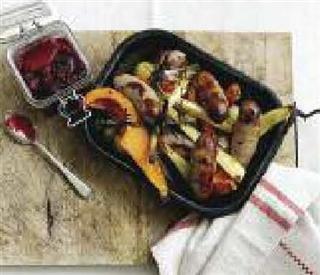 Roasted Sausage and Veg Bake with Berry Jam - Stir it up Magazine