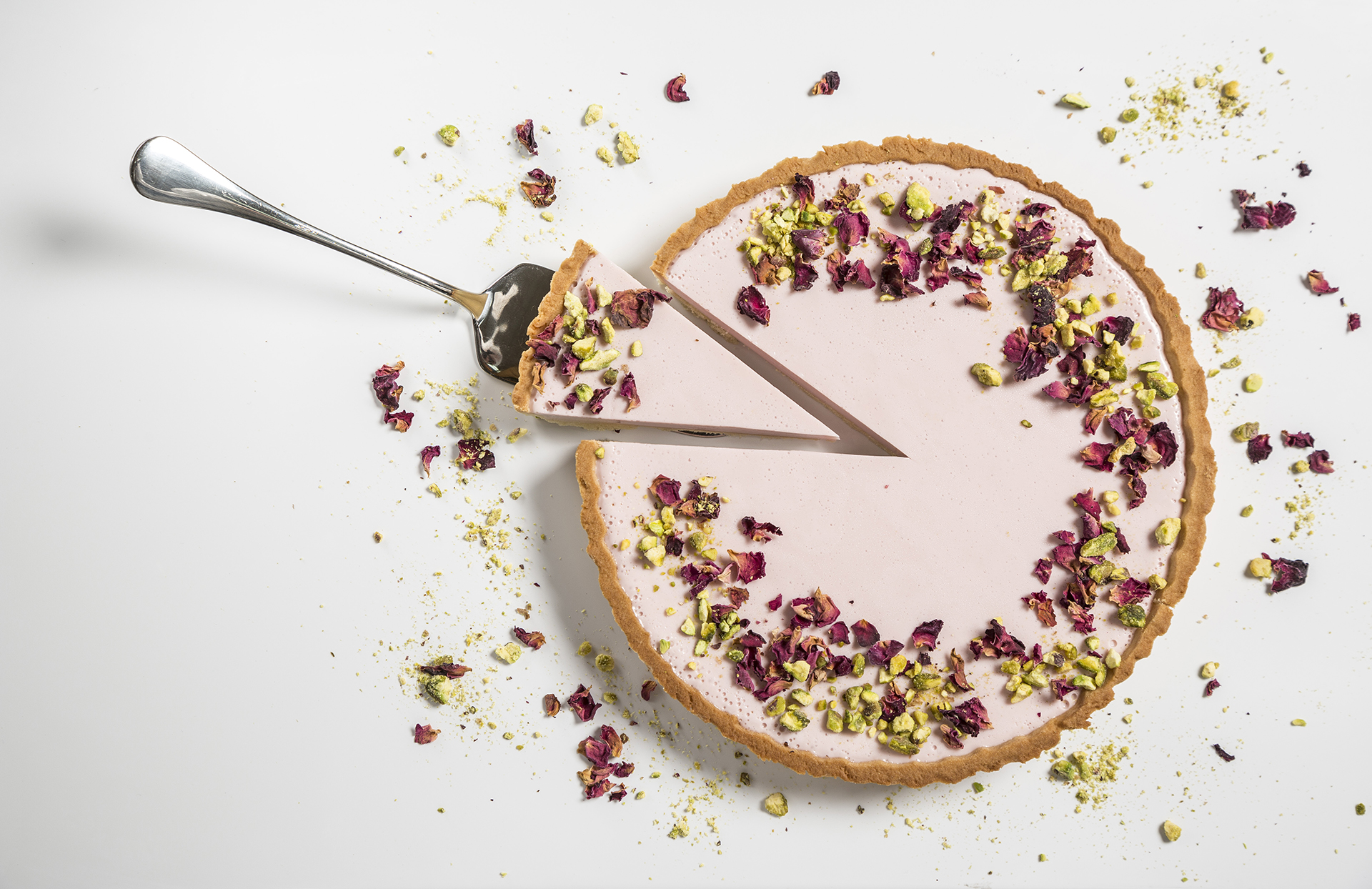 Macphie Rosewater & Pistachio Panna Cotta Tart - Stir it up Magazine