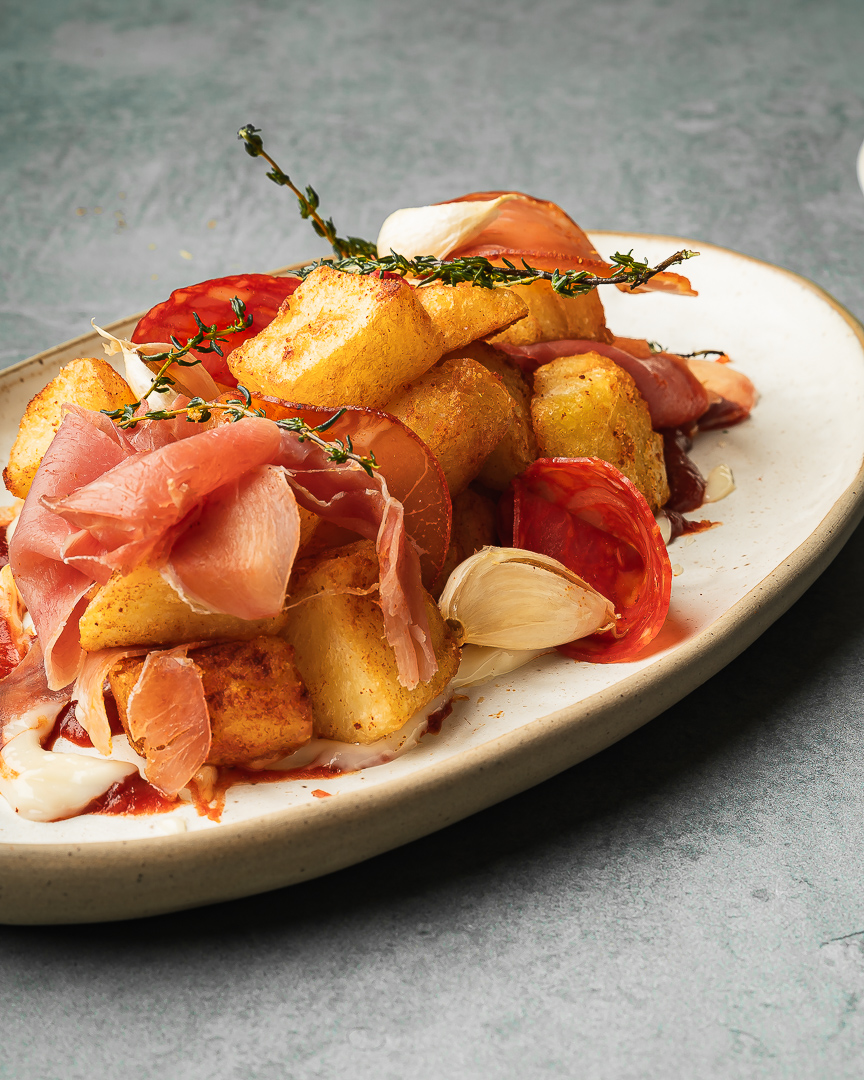 Charcuti Tapas Patatas Bravas with Garlic Aioli - Stir it up Magazine